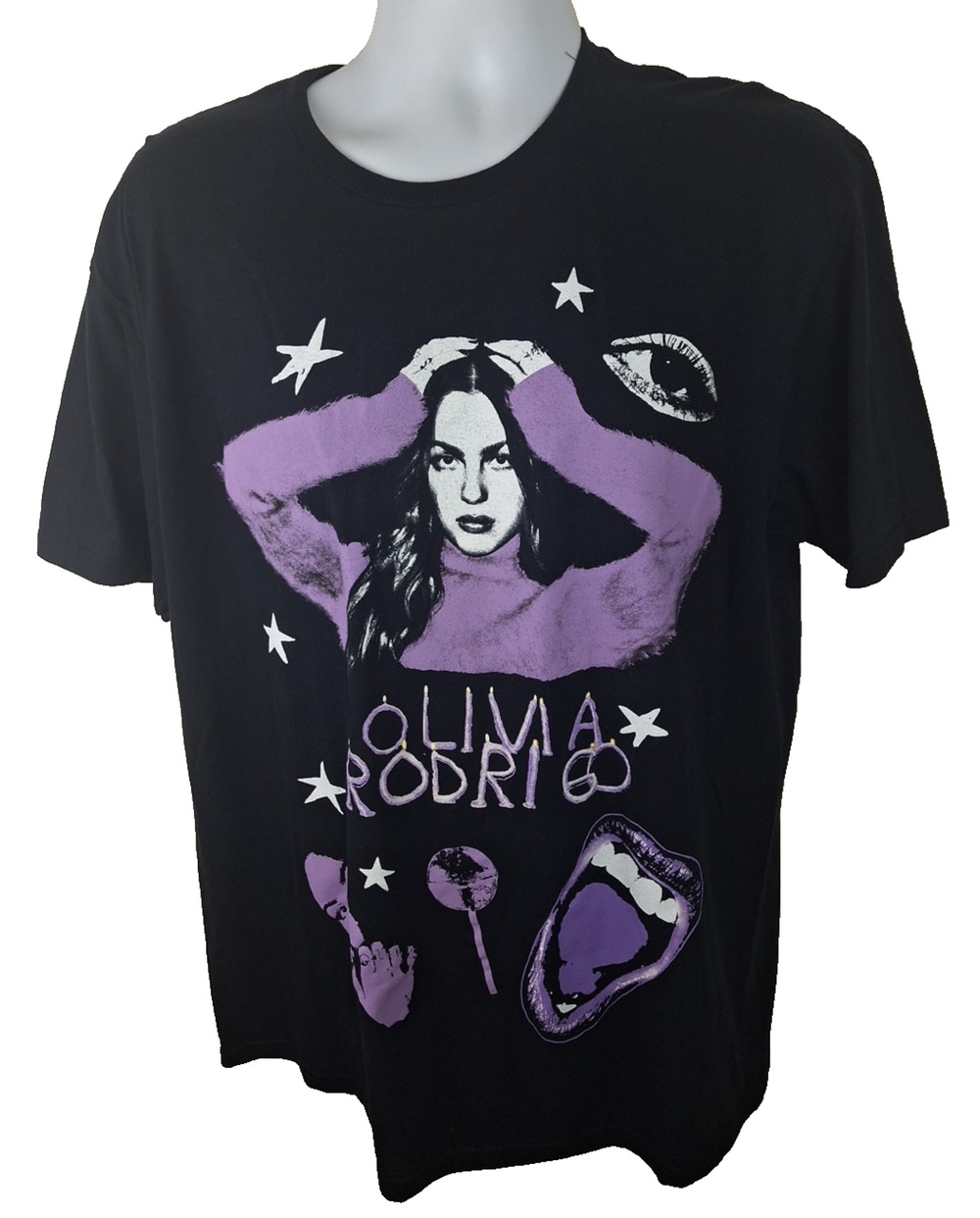 Olivia Rodrigo Graphic T-Shirt Large Black w/Purple Official Licensed Sze Large
